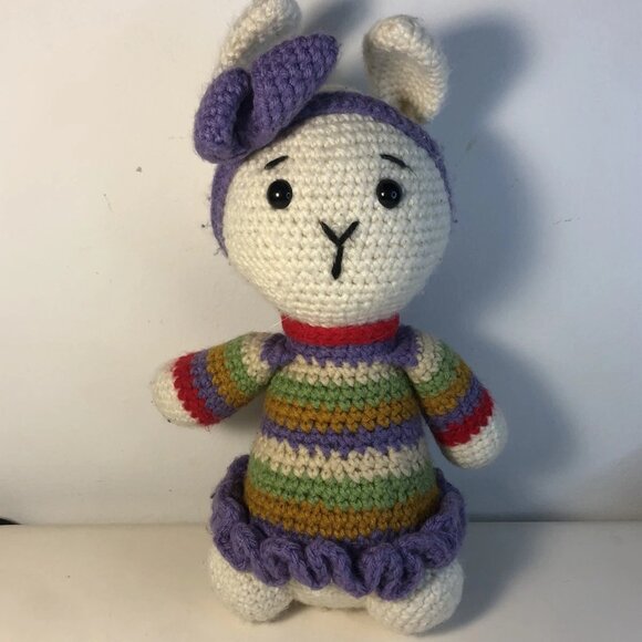 Vintage Handmade Crochet Bunny Plush W/Clothes Rabbit Easter - Picture 1 of 4